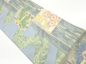 松竹梅に流水模様織出し袋帯